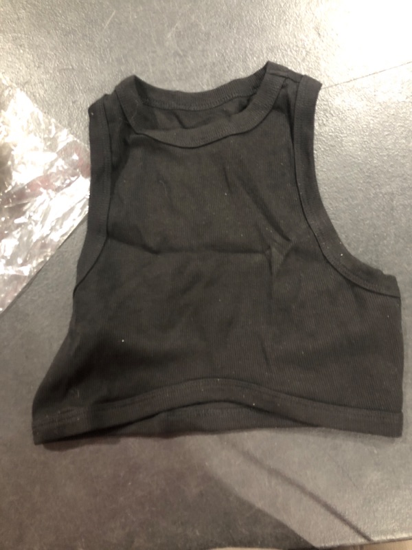 Photo 1 of Abardsion Women's Crew Neck Racerback Knit Ribbed Basic Sleeveless Crop Tank Tops Black Medium