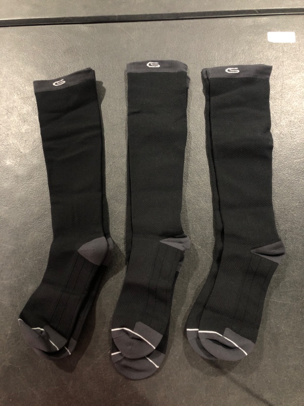 Photo 2 of 3 Pairs Compression Socks 20-30mmHg for Men and Women Running Support Socks Large-X-Large Black