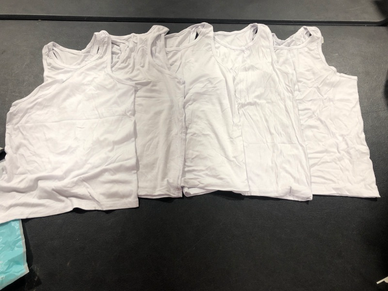 Photo 1 of Cooraby 5 Pieces Girls Dance Tank Tops Racerback Sleeveless Tops for Ballet Gymnastics Dancewear 9-10 Years White