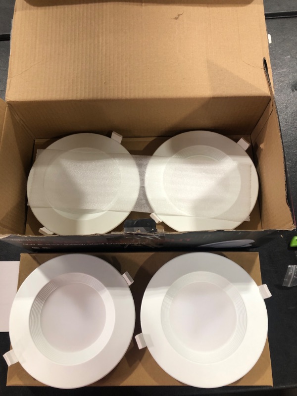 Photo 2 of 4 PACK 6” LED Recessed Downlight with Junction Box, 9W (80W Equivalent) Dimmable LED Ceiling Light Fixture, IC-Rated & Air Tight, Wet Location, 2700K Soft White, UL-listed, 5 Years Warranty