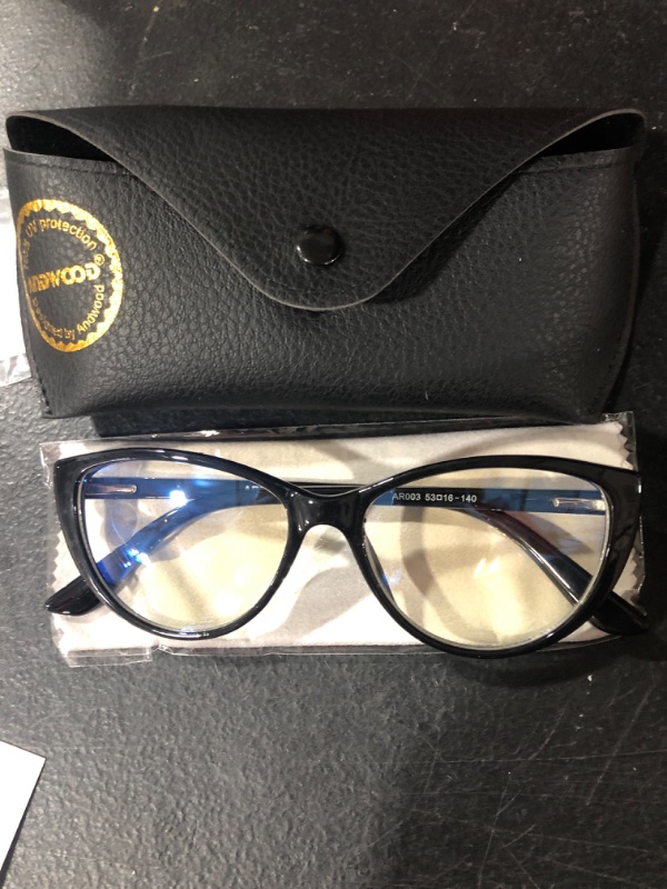 Photo 2 of Blue Light Blocking Glasses Women Bluelight Blocker Computer Cateye Clear Cat Eye Eyeglasses Frame ANDWOOD AR003 Cateye Black | Anti-blue Light Lens