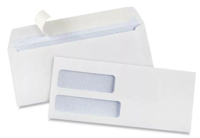 Photo 1 of 1000 Pcs #9 Double Window Security Envelopes Self Check Envelopes 3-7/8 x 8-7/8 Inch 24 LB White Security Tinted Check Envelopes Compatible for Quickbooks Invoices Business Statements and Documents