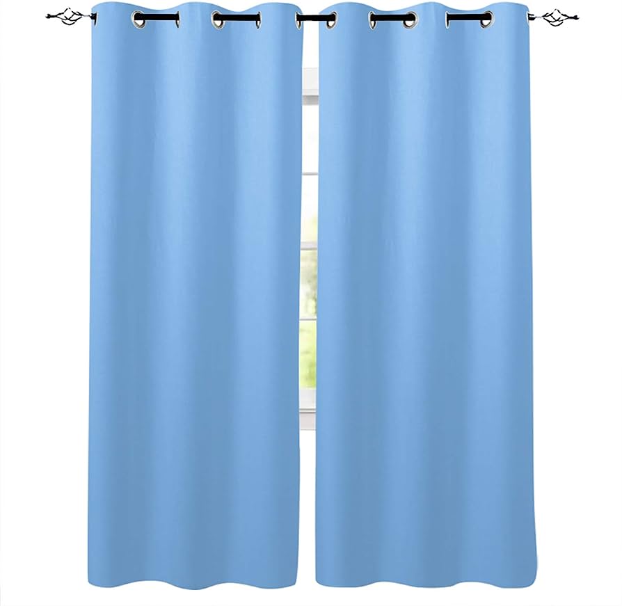 Photo 1 of 100% Blackout Window Curtains: Room Darkening Thermal Window Treatment with Light Blocking Black Liner for Bedroom, Nursery and Day Sleep - 2 Pack of Drapes, Chambray Blue (63” Drop x 42” Wide Each)