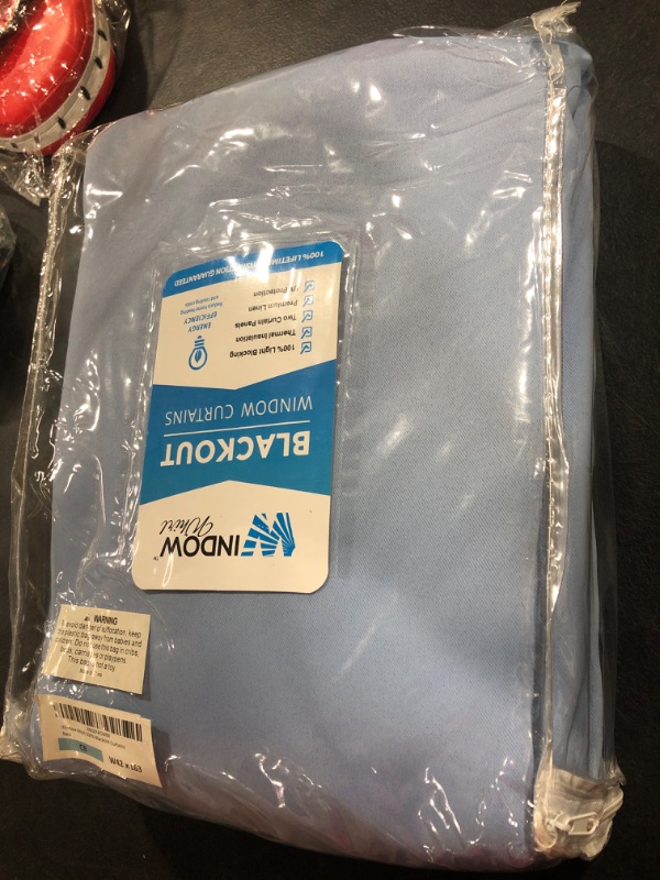 Photo 2 of 100% Blackout Window Curtains: Room Darkening Thermal Window Treatment with Light Blocking Black Liner for Bedroom, Nursery and Day Sleep - 2 Pack of Drapes, Chambray Blue (63” Drop x 42” Wide Each)