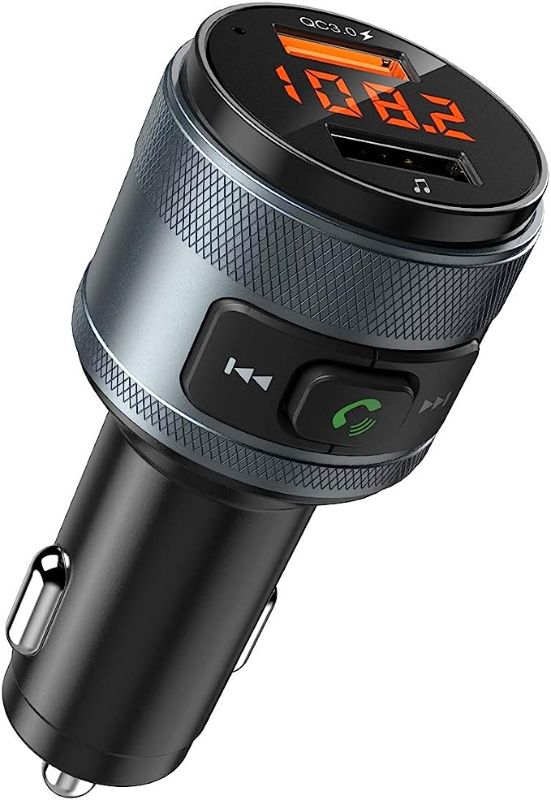 Photo 1 of Criacr Bluetooth FM Transmitter for Car, Wireless Radio Transmitter Adapter Car Kit, MP3 Music Player, Dual USB Ports, QC3.0 Quick Charging, Hands Free Calling, Support USB Flash Drive