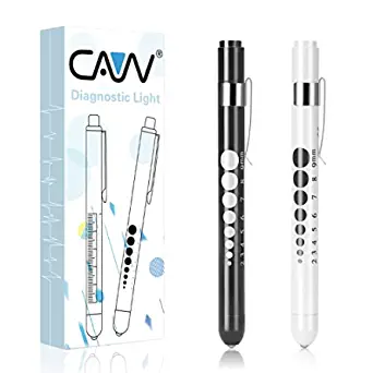 Photo 1 of CAVN Pen Light with Pupil Gauge LED Penlight for Nurses Doctors, 2 Pcs Reusable Medical Penlight for Nursing Students (Black/White)