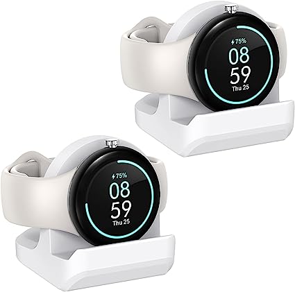 Photo 1 of 2-Pack Silicone Stand for Google Pixel Watch Charger, YUANHOT Charger Stand Charging Base Holder with Integrated Cable Management Slot (Cable Not Included), White