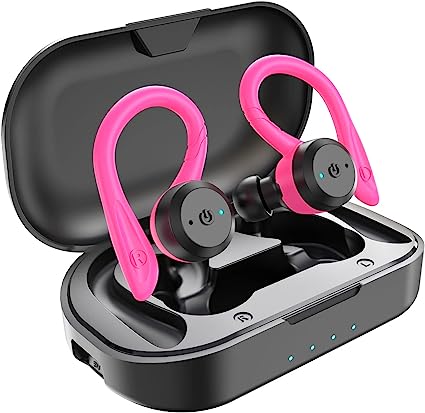 Photo 1 of APEKX Bluetooth Headphones True Wireless Earbuds with Charging Case IPX7 Waterproof Stereo Sound Earphones Built-in Mic in-Ear Headsets Deep Bass for Sport Running Pink