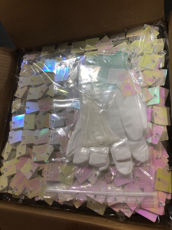 Photo 1 of Pink Shimmer Wall Backdrop Square Sequin Wall Panel Backdrop Decor for Wedding, Anniversary, Birthday, Party, 12 Panels 12 PCS Pink Iridescent