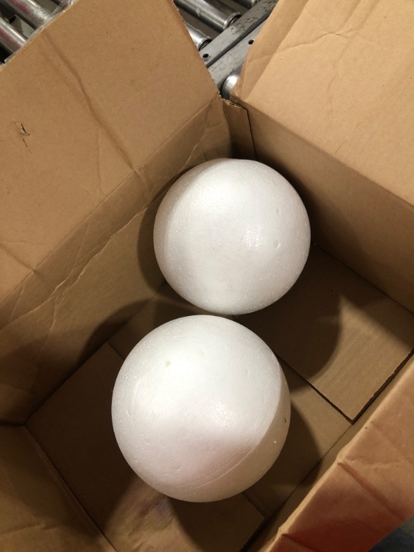 Photo 1 of 2 Pack Large Foam Balls for Crafts, 7.5 Inch Solid Polystyrene Spheres for DIY Projects, Flower Centerpieces (White) 7.5 Inches Diameter