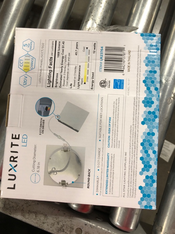 Photo 3 of LUXRITE 6 Inch Ultra Thin Square LED Recessed Lighting, 5 Color Temperature Options 2700K - 5000K, Dimmable LED Downlight, 12W, IC & Wet Rated, 1000 Lumens, Canless LED Recessed Light, ETL (6 Pack)
