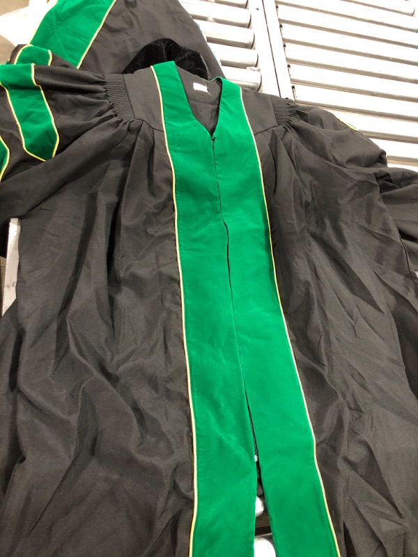 Photo 2 of GradPlaza Unisex Doctoral Graduation Gown and 8 Side Tam with Gold Piping SIZE 45 3 PIECE