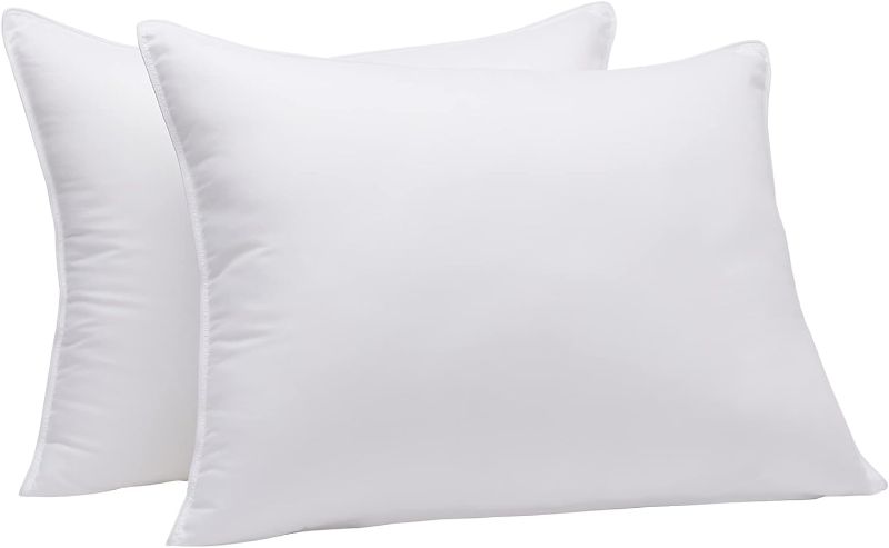 Photo 1 of Amazon Basics Down-Alternative Pillows, Soft Density for Stomach and Back Sleepers - 20 x 36 inches, 2-Pack
