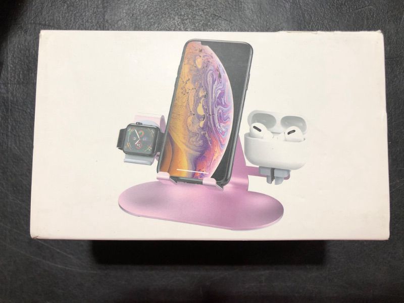 Photo 1 of 3 in 1 Aluminum Charging Station for Apple Watch Charger Stand Dock for iWatch Series 4/3/2/1