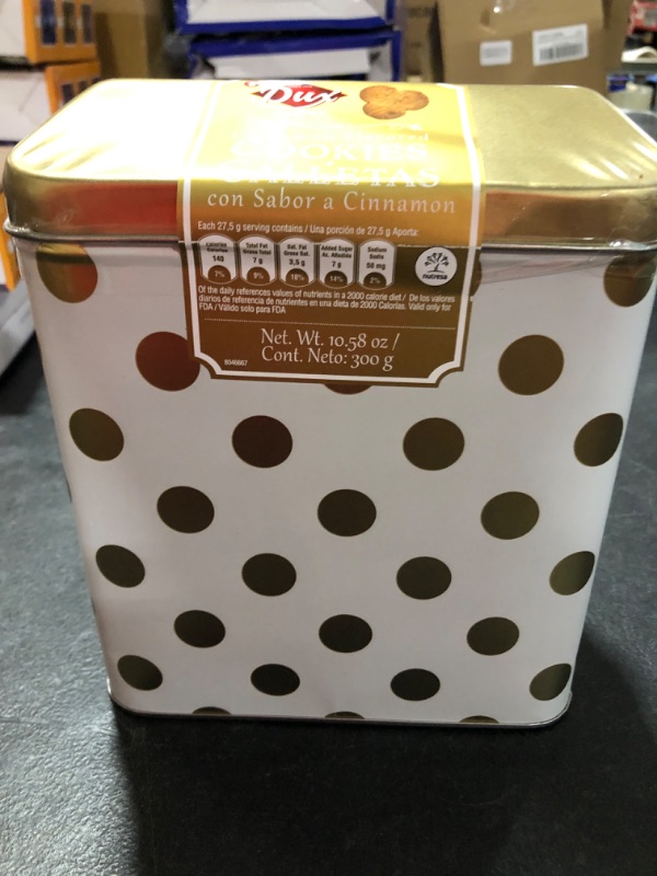 Photo 2 of 1 Can- DUX Collection Cookies Villa Tin Cinnamon Pack of Cookies- Polka Dots
