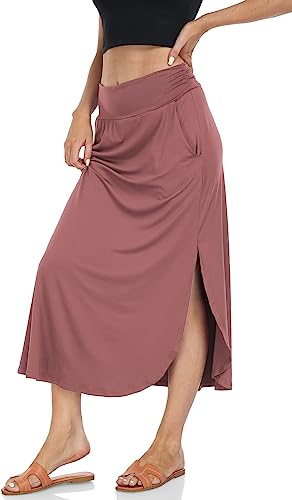 Photo 1 of [Size S] Carpetcom Women's Casual Loose High Waist Lounge Slits Long Black Maxi Skirt w/Pockets