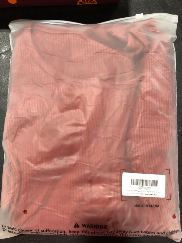 Photo 1 of [Size L] Lingswallow Women Waffle Lounge Sets - Long Sleeve and Shorts Pajama Set Two Piece Outfits for Women Sweatsuits loungewear- BrickRed