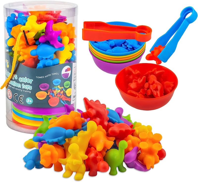 Photo 1 of ABCaptain Counting Dinosaur Matching Game with Sorting Cups, Color Classification and Sensory Training Educational Learning Toys Set Gift for Toddlers Preschool Ages 3 Years and up 