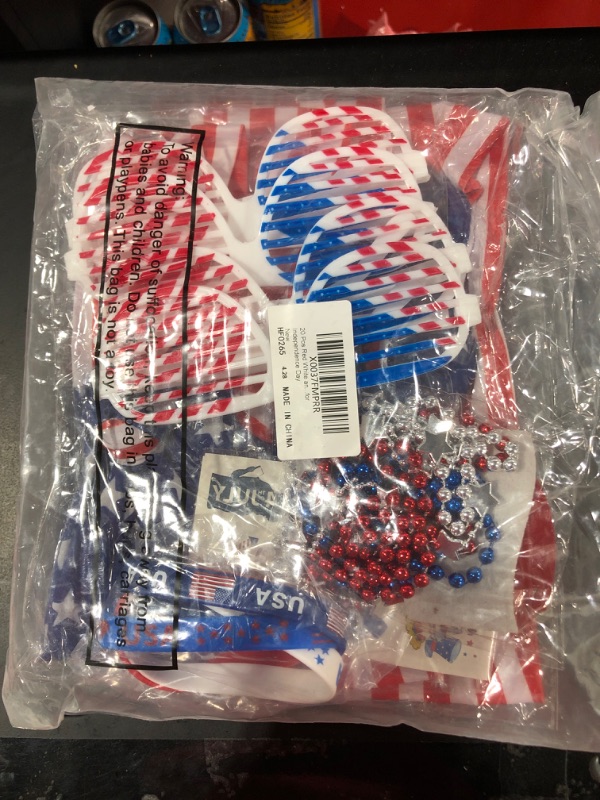 Photo 2 of 40 Pcs 4th of July Party Favors Supplies, American Flag Headbands Glasses Necklaces Bracelets Temporary Tattoo Stickers for Patriotic Party Independence Day Memorial Day Parade Decorations