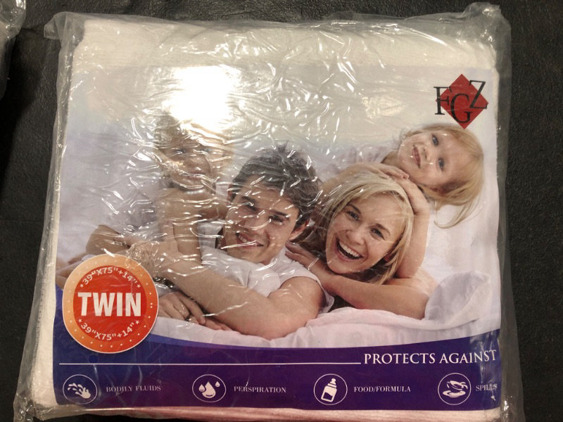 Photo 2 of 2 Pack Twin Mattress Protector Waterproof Twin Mattress Cover Washable Soft Cotton Terry Breathable Noiseless Twin Matressprotector Vinyl-Free Deep Pocket 39" x 75" Twin 2 Pack