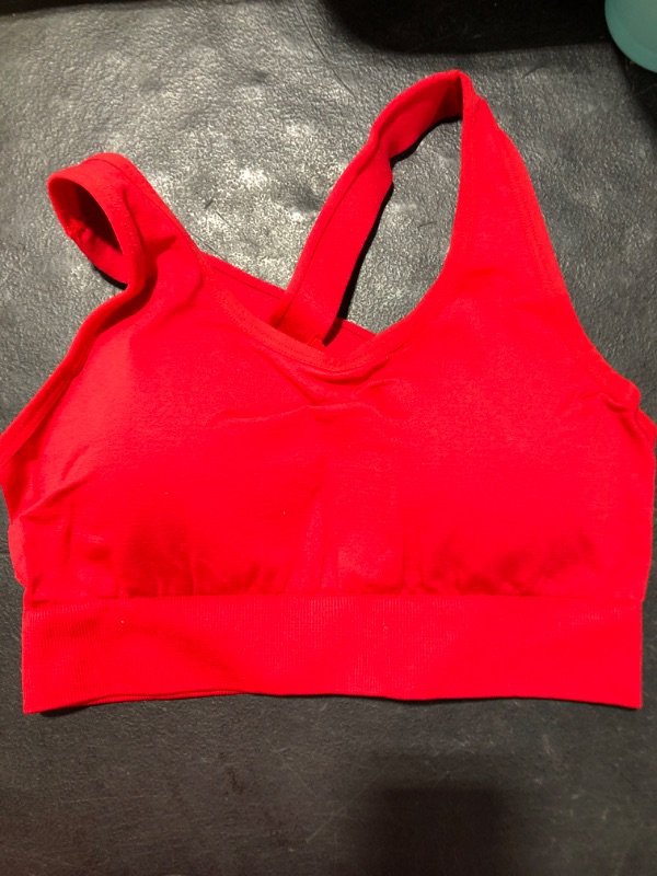 Photo 2 of [Size S] Cozyease Women's High Support Criss Cross Sports Bra Seamless Stretchy Yoga Workout Bras Small Red