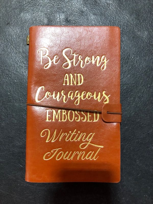 Photo 1 of Leather Journal- Be Strong and Courageous- Embossed Writing Journal