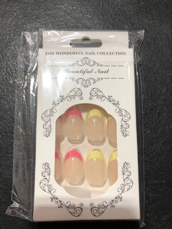 Photo 1 of 24 Pcs French Almond Fake with Nail Glue