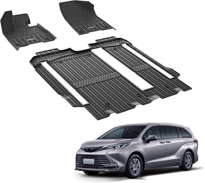 Photo 1 of 3W Floor Mats Fit Toyota Sienna 2021-2023 (Only for 8 Seat), TPE All Weather Custom Fit Floor Liner for Toyota Sienna 1st, 2nd and 3rd Row, Black (Only for 8 Seater)