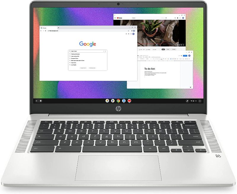 Photo 1 of HP Chromebook 14 Laptop, Intel Celeron N4120, 4 GB RAM, 64 GB eMMC, 14" HD Display, Chrome OS, Thin Design, 4K Graphics, Long Battery Life, Ash Gray Keyboard (14a-na0226nr, 2022, Mineral Silver)