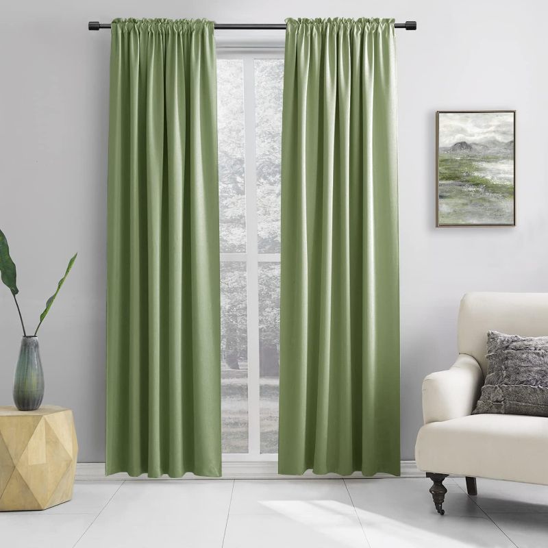 Photo 1 of 2 Panel Curtains- Green- With Rod Pocket