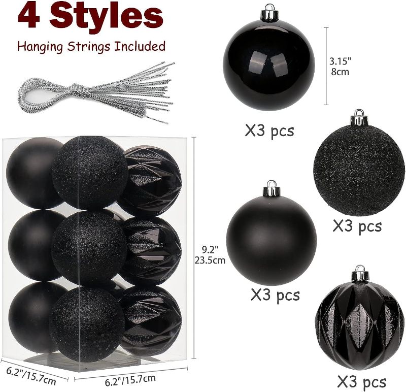 Photo 1 of 12PCS 3.15" Christmas Ball Ornaments Shatterproof BLUEChristmas Tree Decorations Xmas Tree Balls Halloween Ornaments Décor
