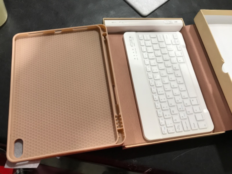 Photo 2 of Keyboard Case for iPad Air 5th Generation 2022/ iPad Air 4th Gen 2020/iPad Pro 11 Inch 2018, 10.9 inch Case with Pencil Holder, Detachable Bluetooth Keyboard Smart Tablet Case for iPad Air 5th/4th Gen Light Champagne--unable to test