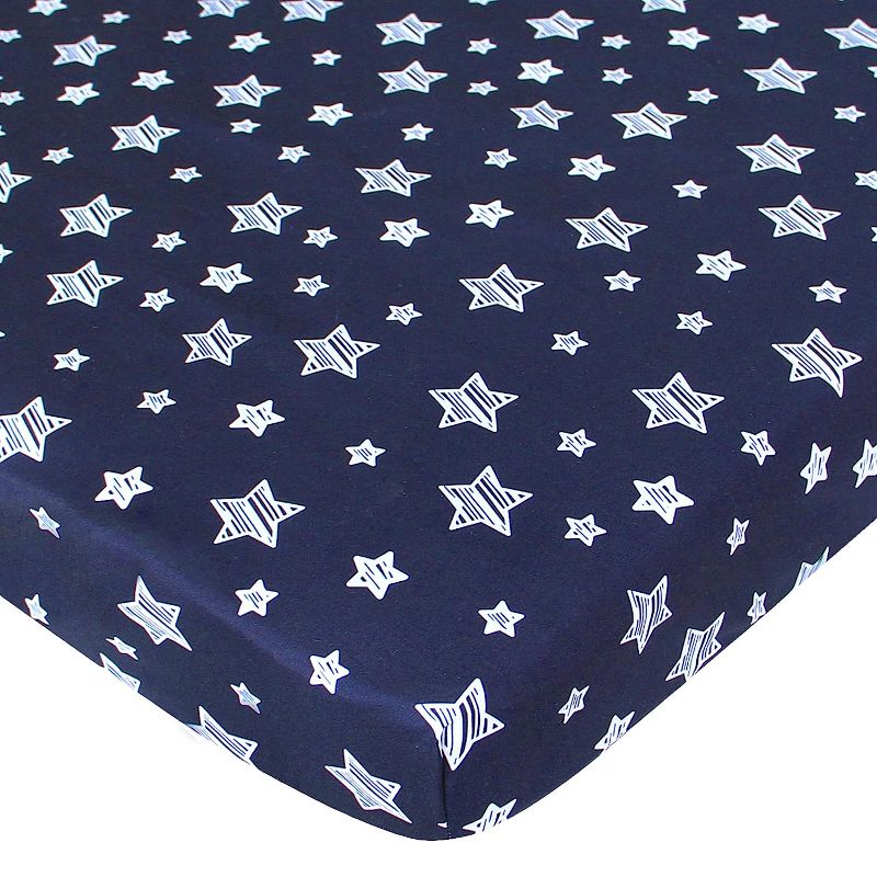 Photo 1 of Pack n Play Sheets Boy, Mini Crib Sheets fits 39"x 27"x 5" Graco Playard Playpen, Navy Blue Star Print Pack and Play Fitted Sheets for Mini Crib Bedding 