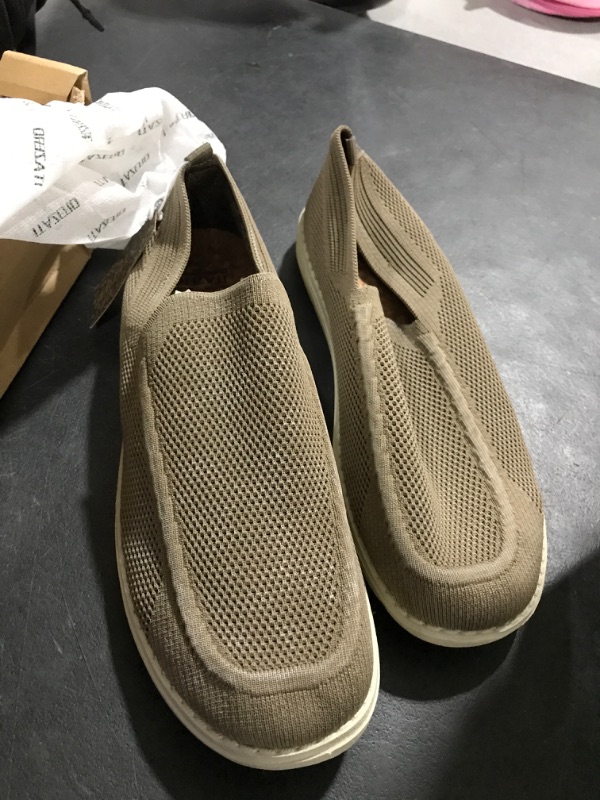 Photo 1 of 1TAZERO Men Slip On Shoes Loafer with Arch Support Insoles,Men Casual Shoes for Plantar Fasciitis  X-Wide 01khaki---size 12
