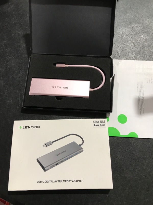 Photo 2 of LENTION USB C Hub with 4K HDMI, SD Card Reader, 2 USB 3.0, Type C Charging & Ethernet Compatible 2023-2016 MacBook Pro, New Mac Air/Surface/Steam Deck, More, Stable Driver Adapter (CB-C68, Rose Gold)---unable to test
