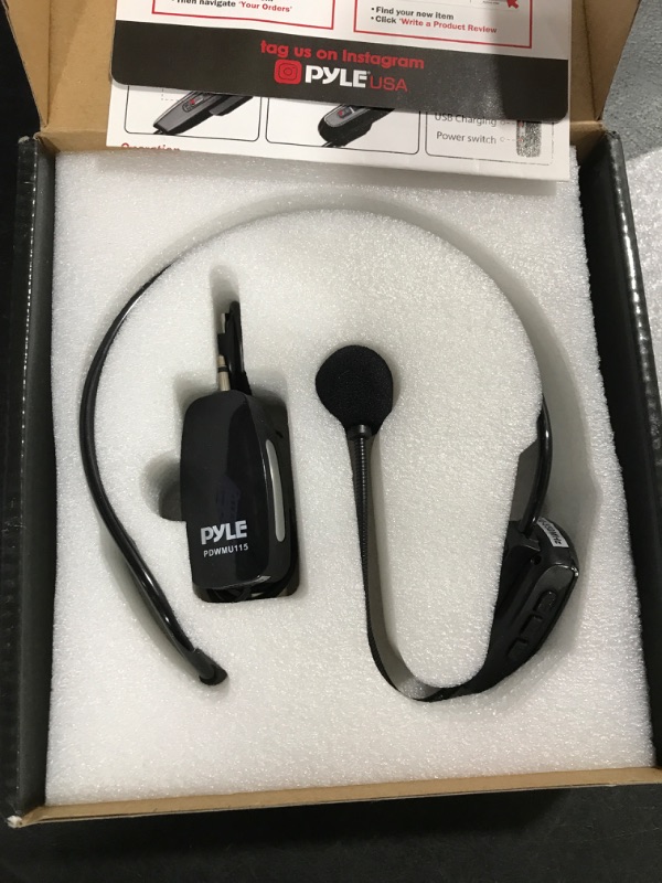 Photo 2 of Pyle UHF All-Purpose Wireless Microphone System - Portable Professional Cordless Microphone Wireless Mic Kit w/ Headset Mic, Receiver Unit - Karaoke, Conference, DJ Party - Pyle PDWMU115 Wireless Bluetooth Microphone System--UNABLE TO TEST