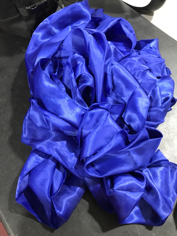 Photo 2 of YUHX Pack of 5 Satin Table Runner 12 x 108 Inches Long,Royal Blue Table Runners for Wedding, Birthday Parties, Banquets Decorations?Royal Blue, 5 Pack?
