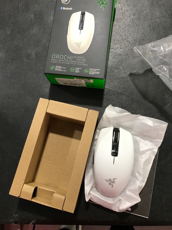 Photo 2 of Razer Orochi V2 Mobile Wireless Gaming Mouse: Ultra Lightweight - 2 Wireless Modes - Up to 950hrs Battery Life - Mechanical Mouse Switches - 5G Advanced 18K DPI Optical Sensor - White