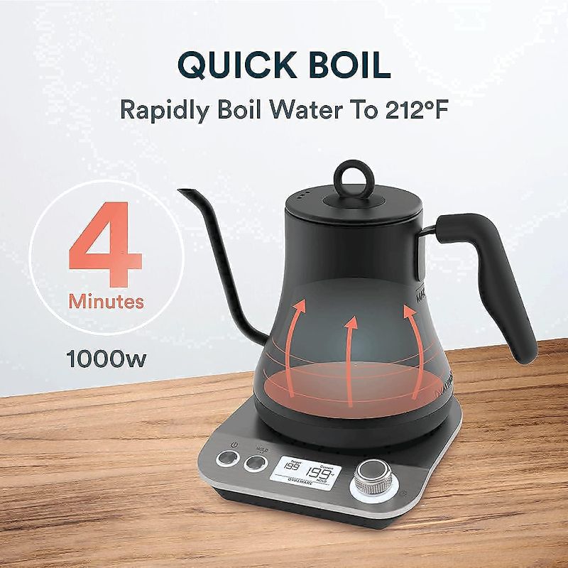 Photo 1 of [BUNDLE] OVALWARE Electric Pour Over Gooseneck Kettle 0.8L & Paperless Reusable Pour Over Coffee Filter, 100% Stainless Steel, Fast Hot Water Boiler/Heater, Coffee Cone Dripper, Brew Rich Coffee/Tea
