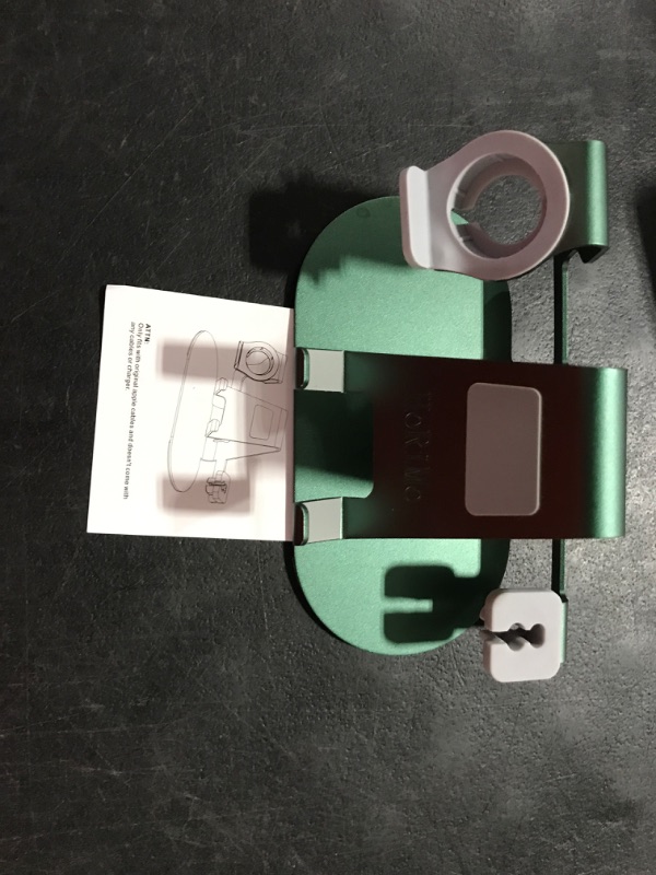 Photo 2 of 3 in 1 Phone Stand for Desk Aluminum Apple Watch Charger Stand Phone Holder for iPhone 14 13 12 11 All Series, iWatch Series 8/SE2/7/6/SE/5/4/3/2, AirPods, iPad Green
