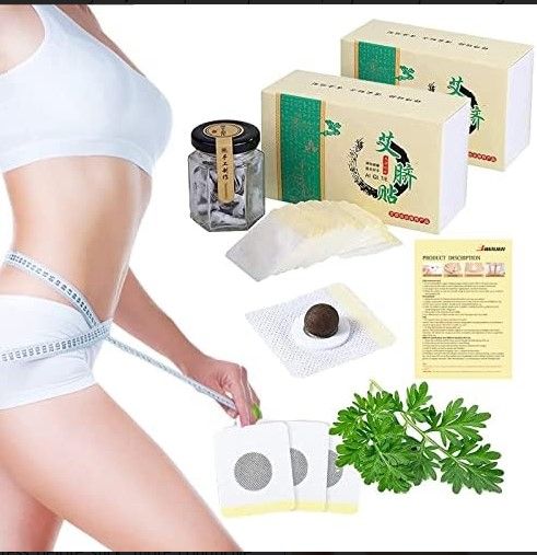 Photo 1 of 2 Boxes Mugwort Belly Patch,60Pcs Natural Wormwood Essence Pills and 60Pcs Belly Sticker, Moxa Hot Moxibustion Navel Wormwood Sticker