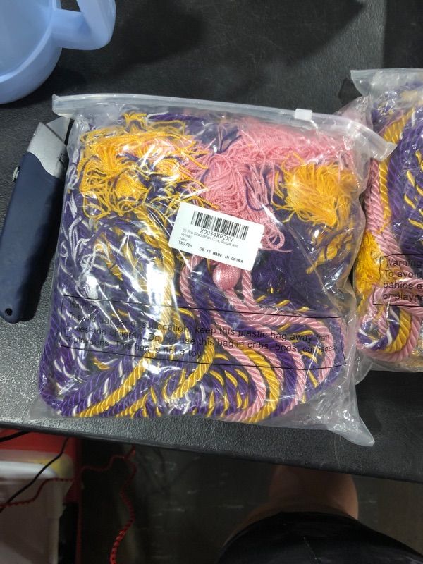 Photo 2 of 20 Pcs Graduation Cords Graduation Tassel Honor Cords 2023 Graduation Braided Polyester Yarn Honor Cord Handfasting Cord for Graduation Students (Purple, Gold, Pink, White, Purple and White) Gold,pink,purple,white