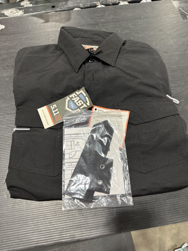 Photo 2 of 5.11 Tactical Men's Polyester Ripstop Fast-Tac Short Sleeve Button-Up Shirt, Style 71373 Medium Black