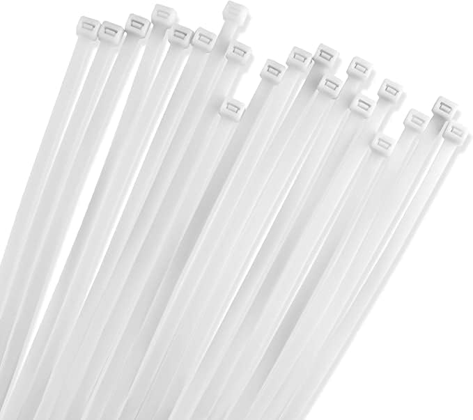 Photo 1 of 26" White Zip Cable Ties (100 Pack), 250lbs Tensile Strength - Heavy Duty, Self-Locking Premium Nylon Cable Wire Ties for Indoor and Outdoor by Bolt Dropper (White)
