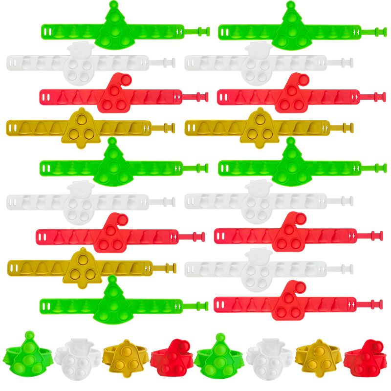 Photo 1 of 20 Pack Christmas Push Pop Fidget Bracelet Toys,Adjustable Wristband Poping Bubble Sensory Toys for Kids Holiday Party Favors,Christmas Stocking Stuffers
