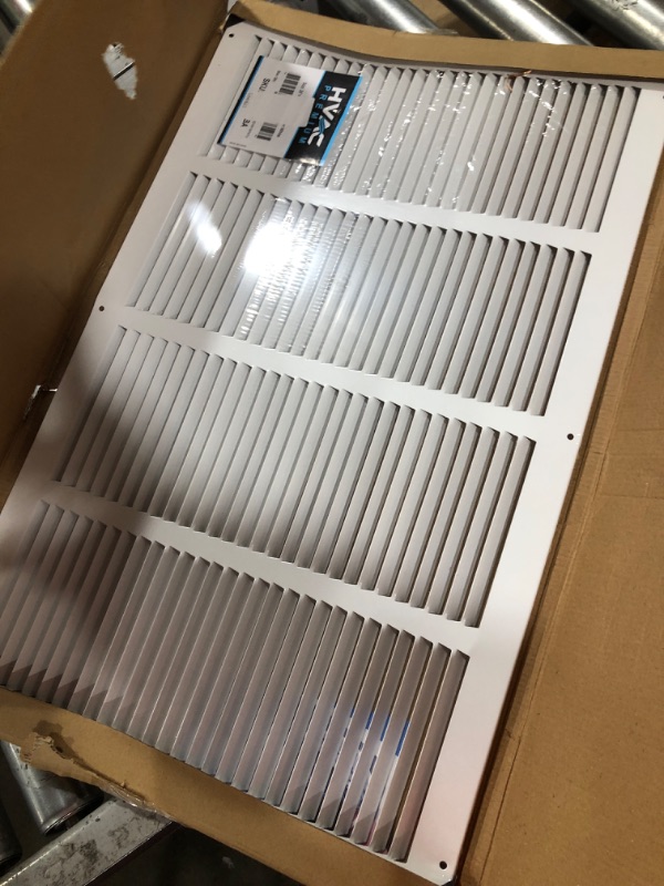 Photo 2 of 24"w X 14"h Steel Return Air Grilles - Sidewall and Ceiling - HVAC Duct Cover - White [Outer Dimensions: 25.75"w X 15.75"h]
