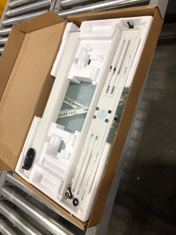 Photo 1 of FITUEYES Universal TV Stand for 32 39 40 43 49 50 55 60 Inch TVs, White TV Floor Stand with Swivel Mount, Max Holds 66lbs, Glass Base, Height Adjustable, Perfect for Corner & Bedroom Ivory White