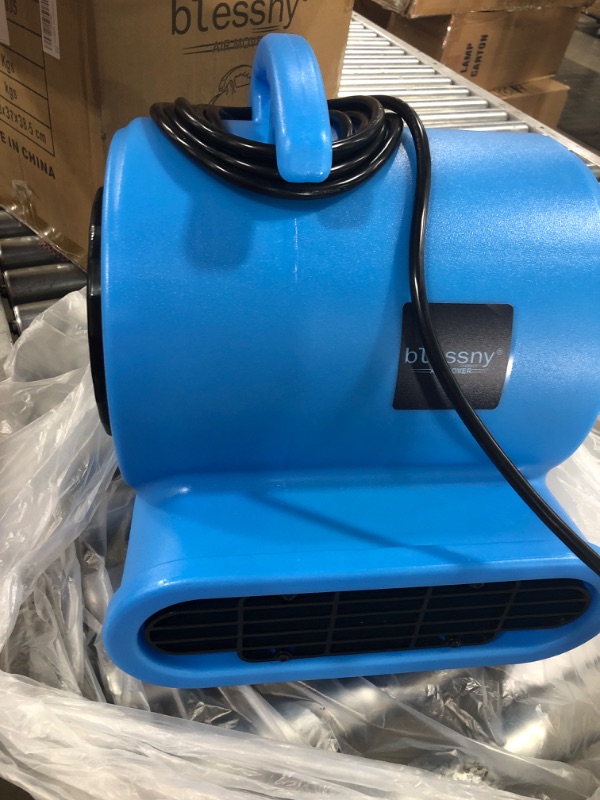 Photo 2 of blessny 1/2HP ETL Listed Air Mover, 2200CFM Carpet Dryer for Home Drying, 15Ft Long Cord Portable Floor Blower Fan with 3-Speeds Daisy Chain Function (Blue)