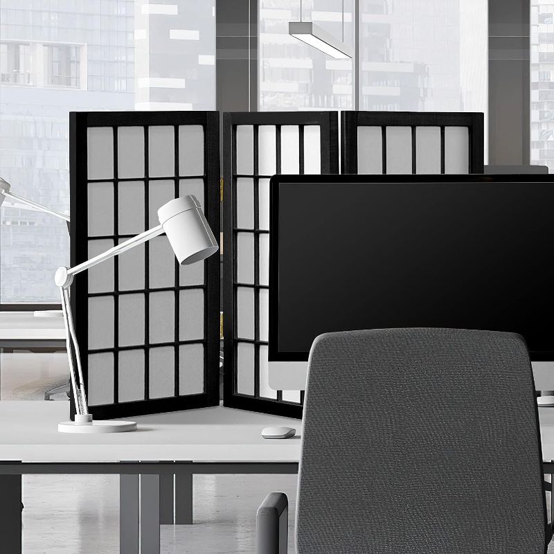 Photo 1 of 2FT SHORT DESKTOP WINDOW PANE SHOJI SCREEN BLACK 3 PANEL