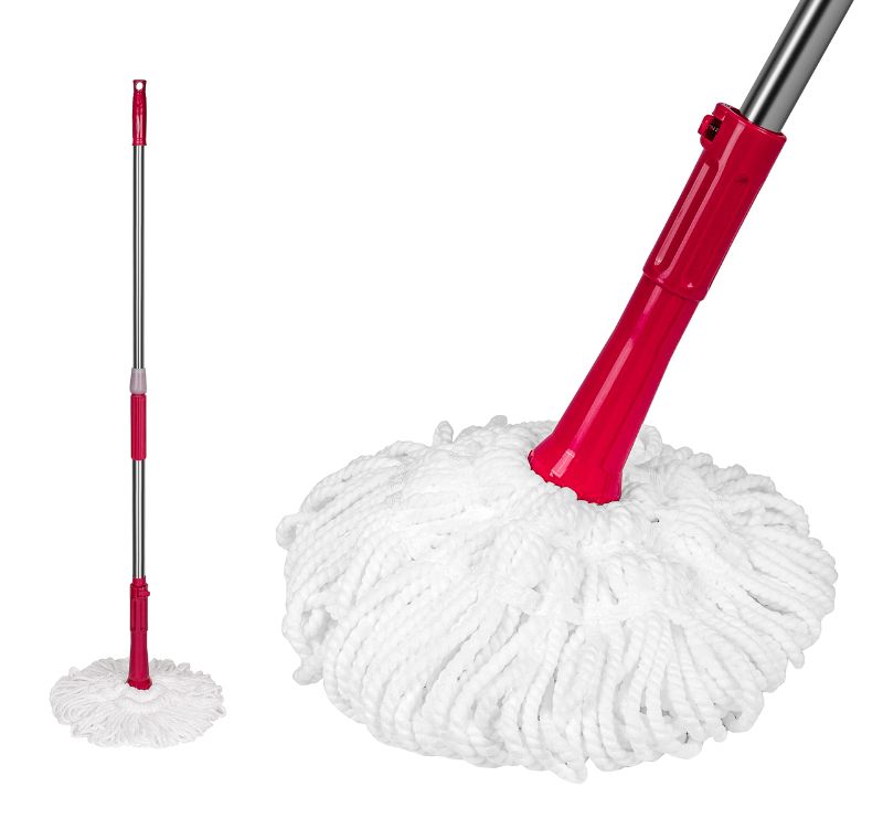 Photo 1 of DSV Standard Twist Mop, Self Wringing Mop | 33” – 52”| Microfiber Absorbent Hand Washable Head 20” & Scouring Pad |Long Handle Twist Mop for Hardwood Vinyl Tile Marble Laminate Home Office Kitchen